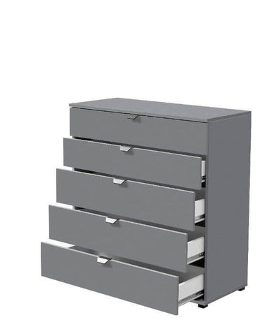 Valentina Grey Chest of Drawers: Modern 5-Drawer Storage for Chic Bedroom Decor - UK Luxury Furniture